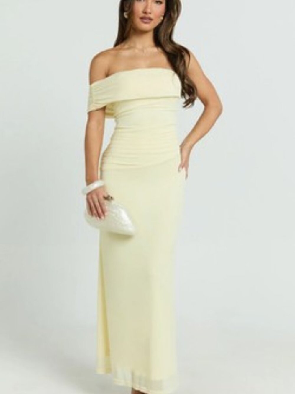 NEW Butter Yellow SAINTS & SECRETS Jerlie Strapless 1 Shoulder Maxi Dress M NWT